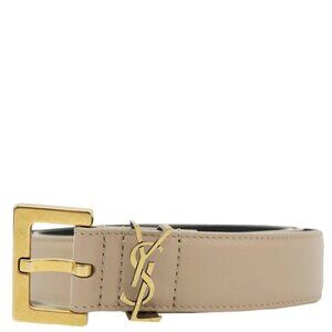 Yves Saint Laurent  Cassandre Leather Belt Beige Size 90